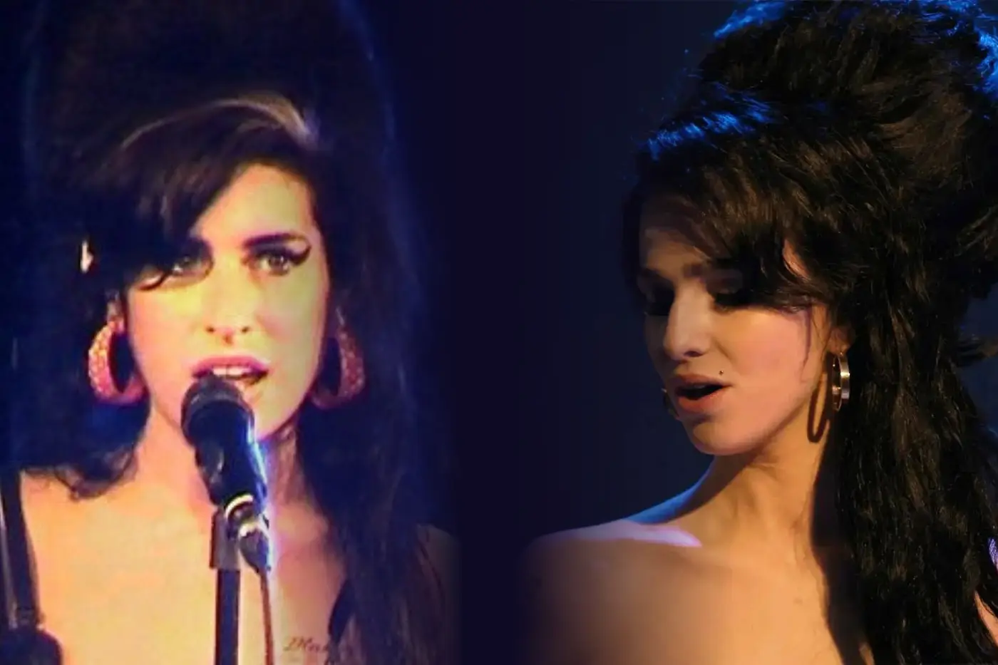 Amy Winehouse und Marisa Abela als Amy Winehouse in BACK TO BLACK