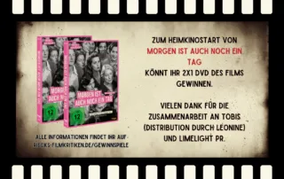 Grafik zur Verlosung des Films Morgen ist auch noch ein Tag